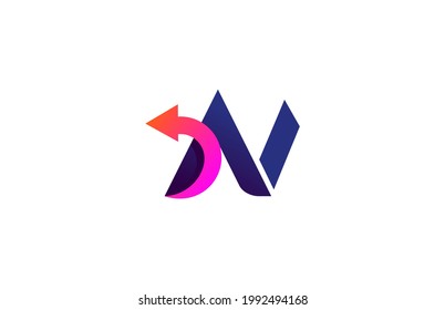 letter N linked combine stylish trendy arrow logo