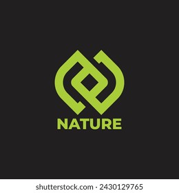 letter n linked leaf nature symbol logo vector 