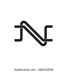 letter n linked lines wires design logo vector