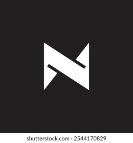 letter n linked simple arrows logo geometric vector 
