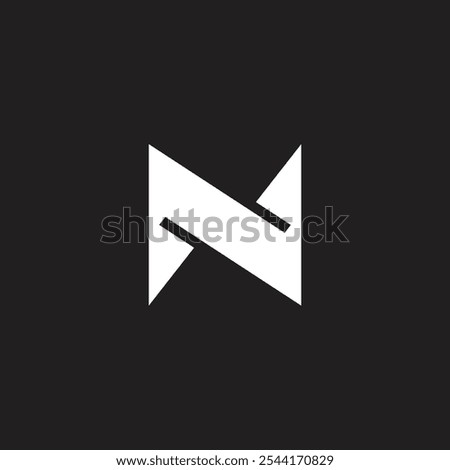 letter n linked simple arrows logo geometric vector 