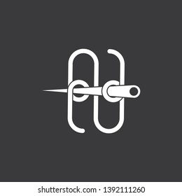 letter n linked thread needle symbol logo vector