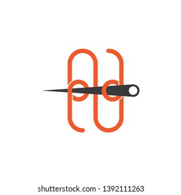 letter n linked thread needle symbol logo vector