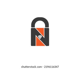 Letter N lock and Security Logo design concept. Creative Protection, lock and Security Vector Illustration on White Background.