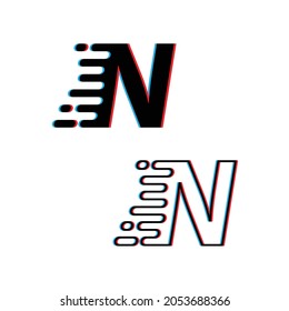 Letter N logo abstract  glitch old screen design  logo  vector. Template design logotype  