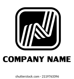 letter N logo, abstract N initials in a box