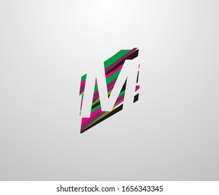 Logo de la letra N. Diseño abstracto de letras M, hecho de varias formas de tiras en color.