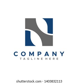 Letter N Logo Abstract Square Logo Flat Monochrome Vector Design