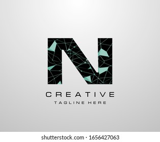 Letter N Logo. Abstract Technology N letter design, made of various geometry chain line letter logo