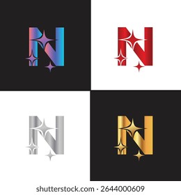 Letter N logo, N logo, AI logo set, modern and minimal design, tech-inspired, colorful icons and symbols, suitable for artificial intelligence, innovation, branding, startups, and digital identity.