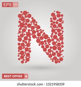 Letter N logo. Alphabet logotype  design.Dots Vector Illustration