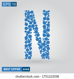 Letter N logo. Alphabet logotype design.Dots Vector Illustration