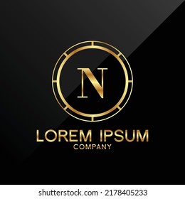 Letter N Logo Alphabet-Logotype, goldenes Vektordesign