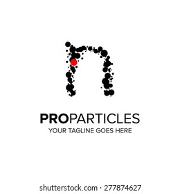 Letter N logo. Alphabet particles logotype vector design.