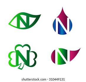 Letter N logo. Alphabet vector logotype design set
