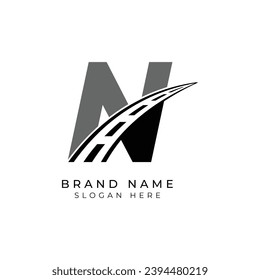 Letter N logo asphalt for identity. Construction template vector illustration for brand