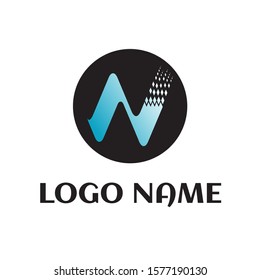 letter N logo with black circle design