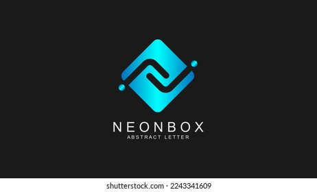 Letter N logo with box concept and neon gradient color
