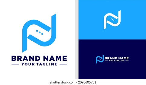 LETTER N LOGO BUBBLE CHAT NEGATIVE SPACE EDITABLE