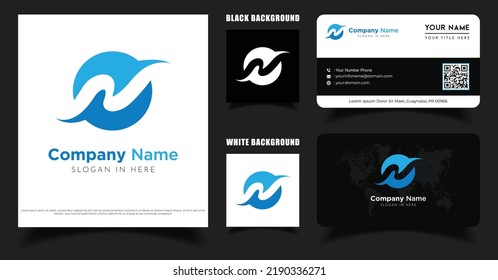 Letter N Logo, Business Card Template, Initials N Monogram Luxury and Elegant Vector Logo Inspiration