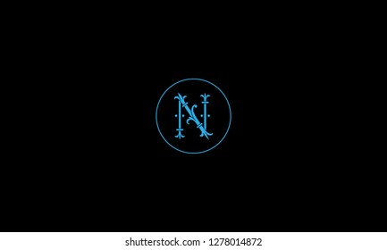 LETTER N LOGO WITH CIRCLE FRAME FOR LOGO DESIGN OR ILLUSTRATION USE