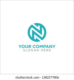 Letter N logo, Circle shape symbol, blue color.  Technology and digital connection