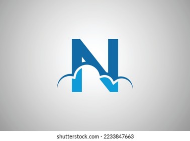Letter N logo with cloud symbol Vector design concept.