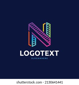 Letter N logo, Colorful Abstract logo