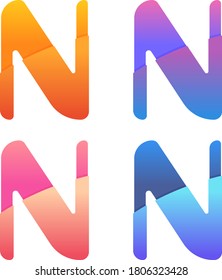 Letter N Logo. Colorful N Logo. Orange Blue Purple Pink Peach Modern N Logo.