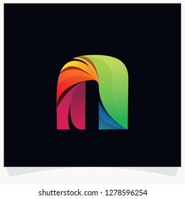 Letter N logo colorful twisted lines style. Logo designs template.