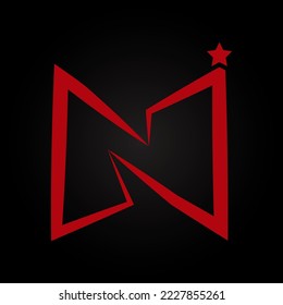 The letter N logo combined with a star, elegant red, expensive and simple, suitable for your various brands