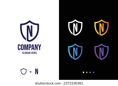 Letter n logo concept, secure n logotype in various forms