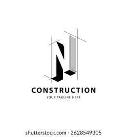 Letter N logo for construction and architecture company. property template vector illustration for your brand.