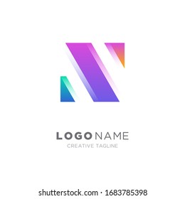 Buchstabe n Logo. Creative 3D-Buchstabe n Logo