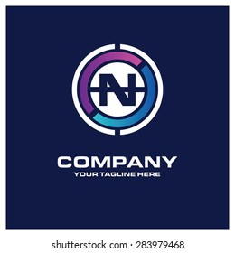 Letter N logo - Creative Circle Logo - Place for Company name and tag line . Business Icon - vector illustration