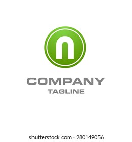 Letter N logo , creative green circle , Elegant calligraphic , Company logo design . vector illustration