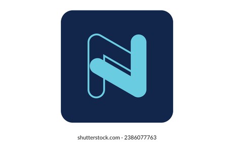 letter N logo in dark blue and light blue