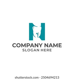 Letter N logo dental. N dental logo template