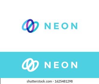 Letter N logo design with abstract style and combination from three ovals sign 