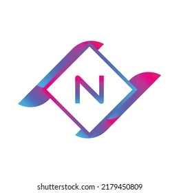 diseño del logotipo de la letra N, vector del logotipo tecnológico abstracto