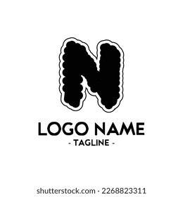 Letter N Logo Design of the alphabet on a white background. Bubble font N letter