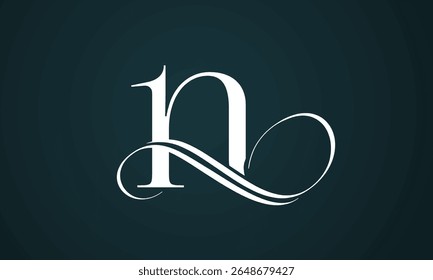 Letter n logo design with a blue background. Modern trendy initial luxury n letter logo design. Royal premium letter n logo design vector template.
