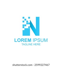 letter n logo design for building or town with creative illustration