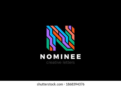 Letter N Logo design Colorful style vector template