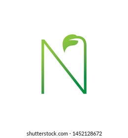 Letter N logo design concept with a leaf element at the end for personal identity and business name