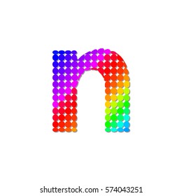 Letter N Logo Design Concept in Colorful Dots Pattern Fill 