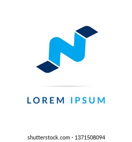 Letter N logo design. Creative icon template, modern geometric blue symbol abstract for your company