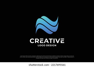 Letter N logo design. Creative N initial letters vector template.