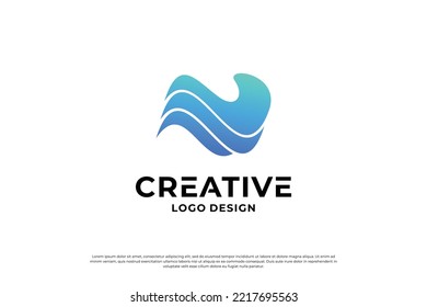 Letter N logo design. Creative N initial letters vector template.