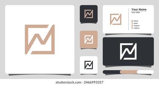 Letter N logo design with creative concept and business card. Premium Vector